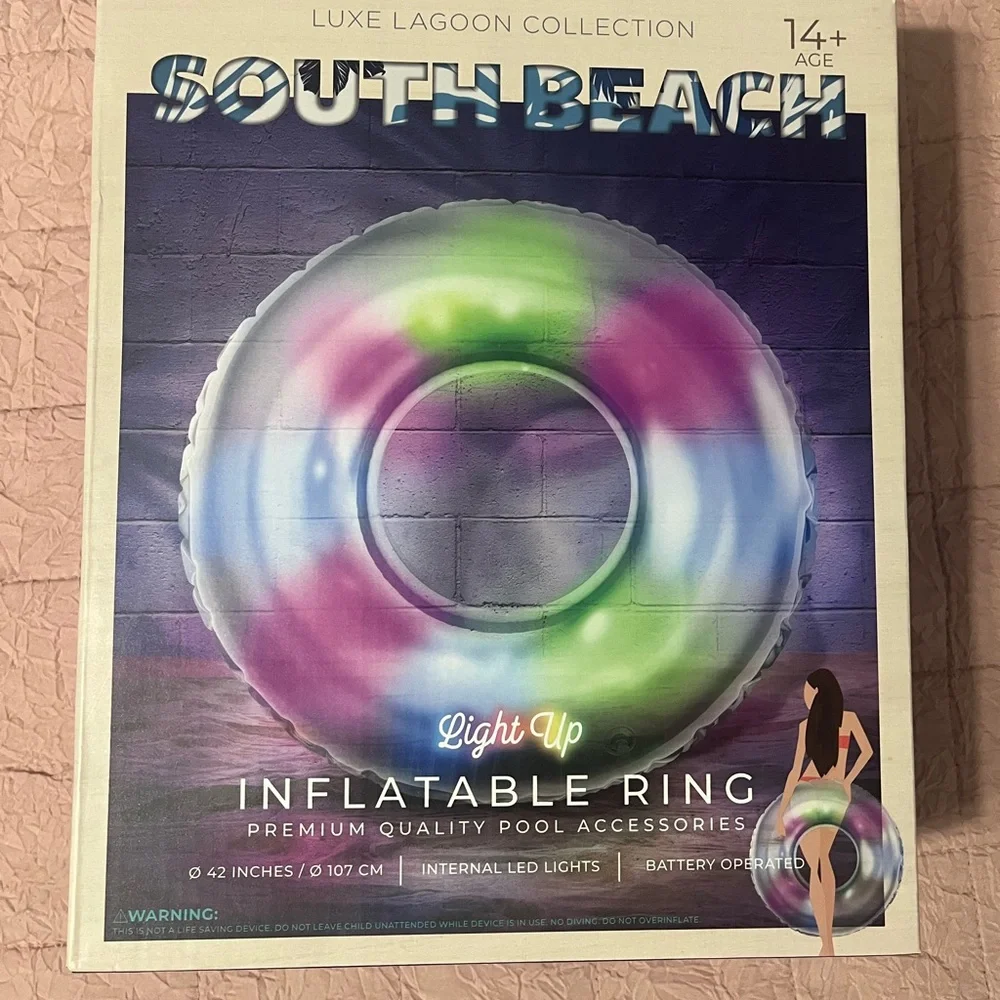 South Beach Inflatable Ring with LED Lights - Multicolor - Picture 1 of 8